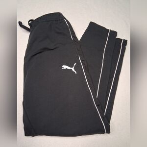 Puma Black Joggers with White Logo and Side Piping